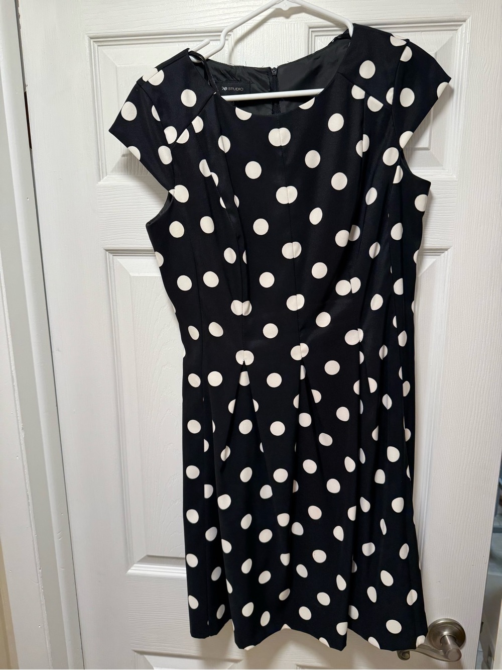 AB Studio Black and White Polka Dot Midi Dress